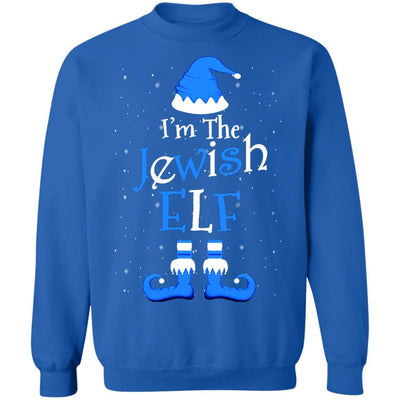 Jewish Elf Funny Elf Hanukkah Jewish Chanukah-T-Shirt & Sweatshirt-Crewneck Sweatshirt-Royal