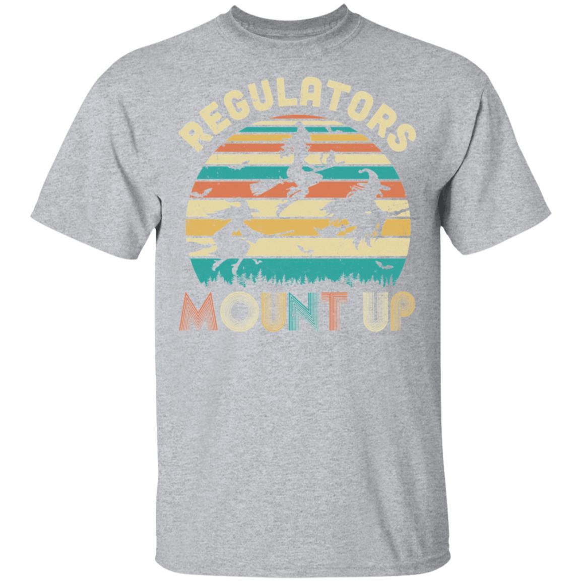 Vintage Regulators Mount Up Funny Halloween Witch-T-Shirt & Tank Top-Classic T-Shirt-Sport Grey
