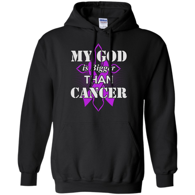 My God Is Bigger Than Cancer Violet Awareness Ribbon-T-Shirt & Hoodie-Pullover Hoodie-Black