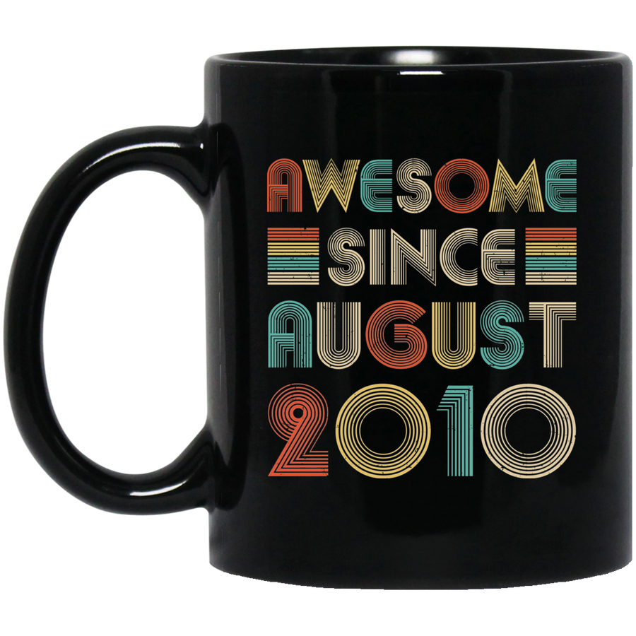 Awesome Since August 2010 Vintage 11th Birthday Gifts Youth Mug-Coffee Mug-BM11OZ 11 oz. Black Mug-Black