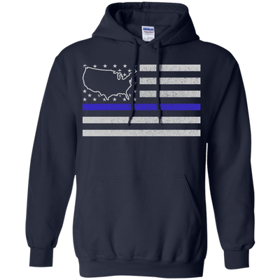 United States Thin Blue Line Police State-T-Shirt & Hoodie-Pullover Hoodie-Navy
