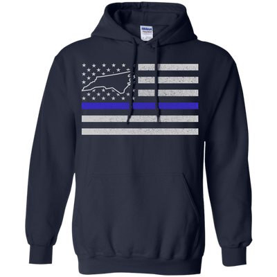 North Carolina Thin Blue Line Police State-T-Shirt & Hoodie-Pullover Hoodie-Navy