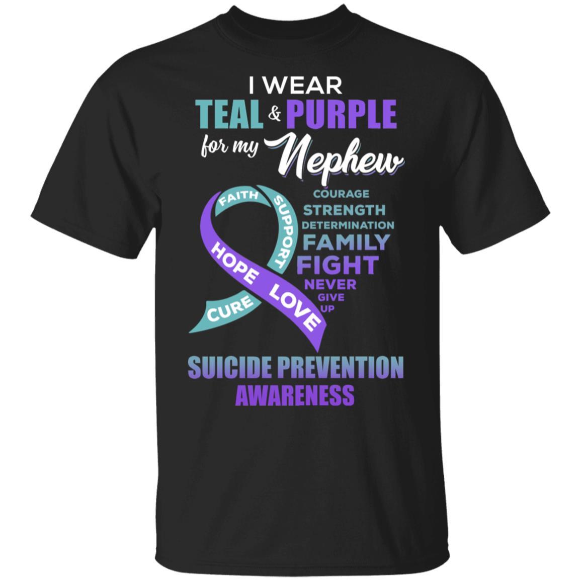 Suicide Prevention I Wear Teal And Purple For My Nephew-T-Shirt & Hoodie-Classic T-Shirt-Black