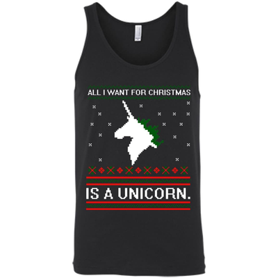 All I Want For Christmas Is A Unicorn Sweater-T-Shirt & Hoodie-Unisex Tank-Black