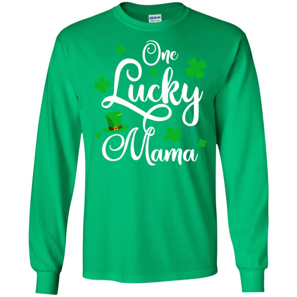 One Lucky Mama St Patricks Day For Mom-T-Shirt & Hoodie-Long Sleeve T-Shirt-Irish Green