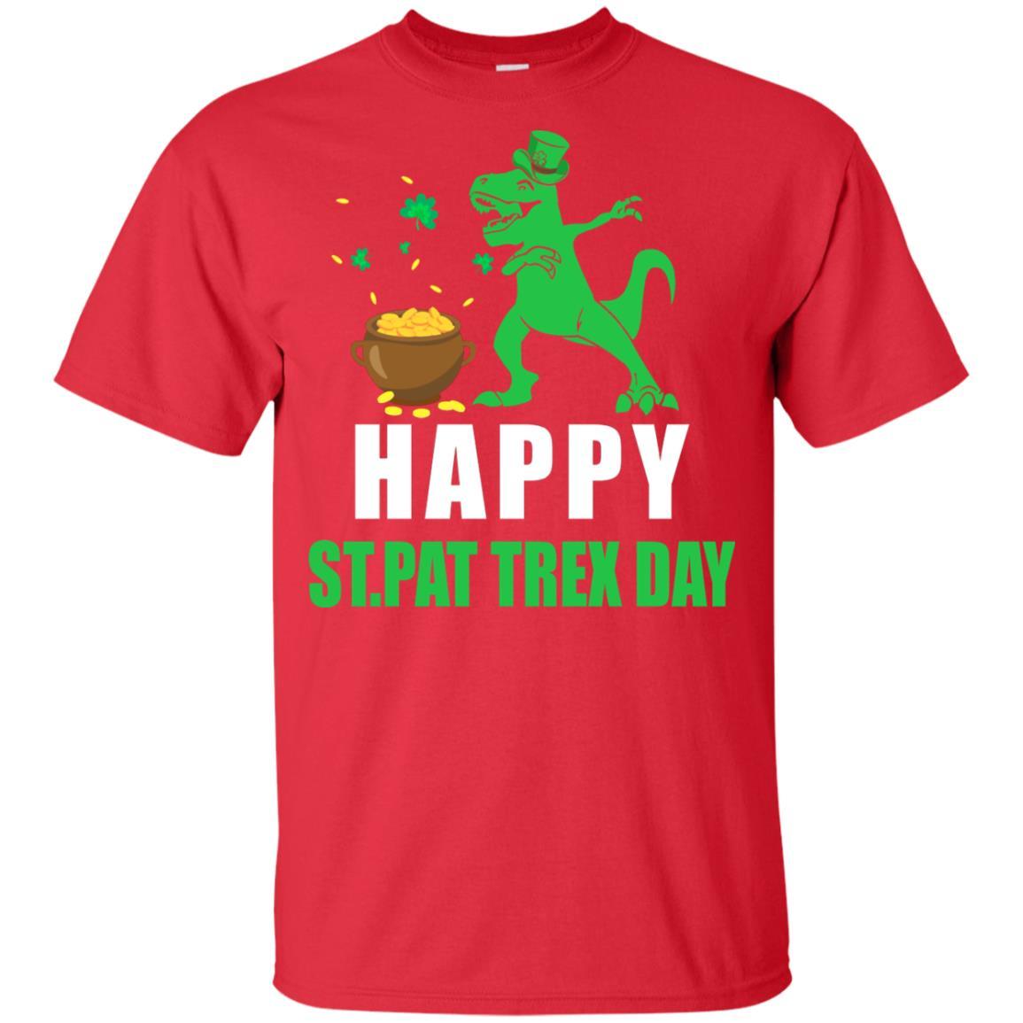 Happy St Pat T-Rex Day Dinosaur St Patrick's Day Youth-Youth Shirt-Youth T-Shirt-Red