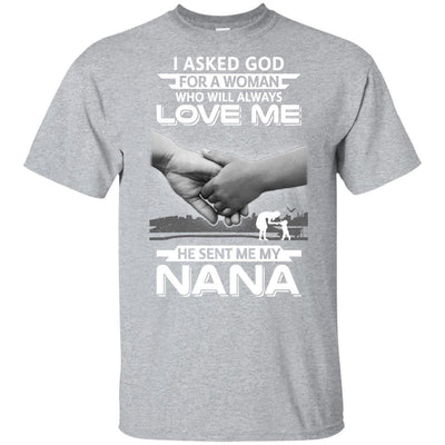 I Asked God For A Woman Who Always Love Me Nana Youth-Youth Shirt-Youth T-Shirt-Sport Grey