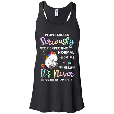 People Should Stop Expecting Normal From Me Unicorn-T-Shirt & Tank Top-Women's Flowy Racerback Tank-Black