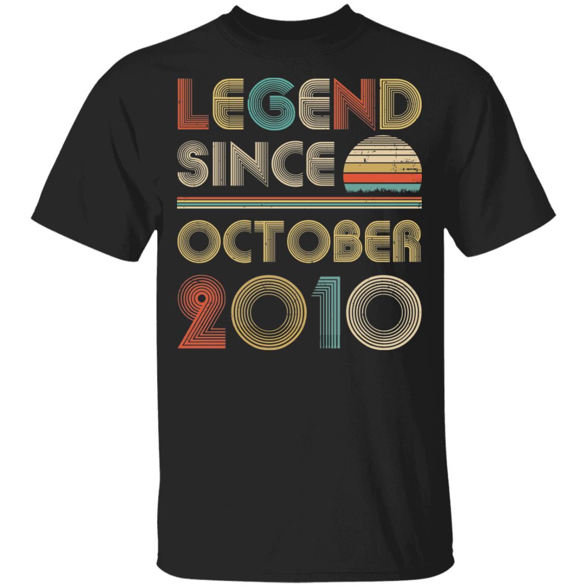 Legend Since October 2010 Vintage 11th Birthday Gifts Youth-Youth Shirt-Youth T-Shirt-Black