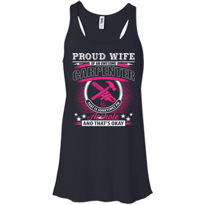 Proud Wife Of An Awesome Carpenter-T-Shirt & Hoodie-Women's Flowy Racerback Tank-Midnight
