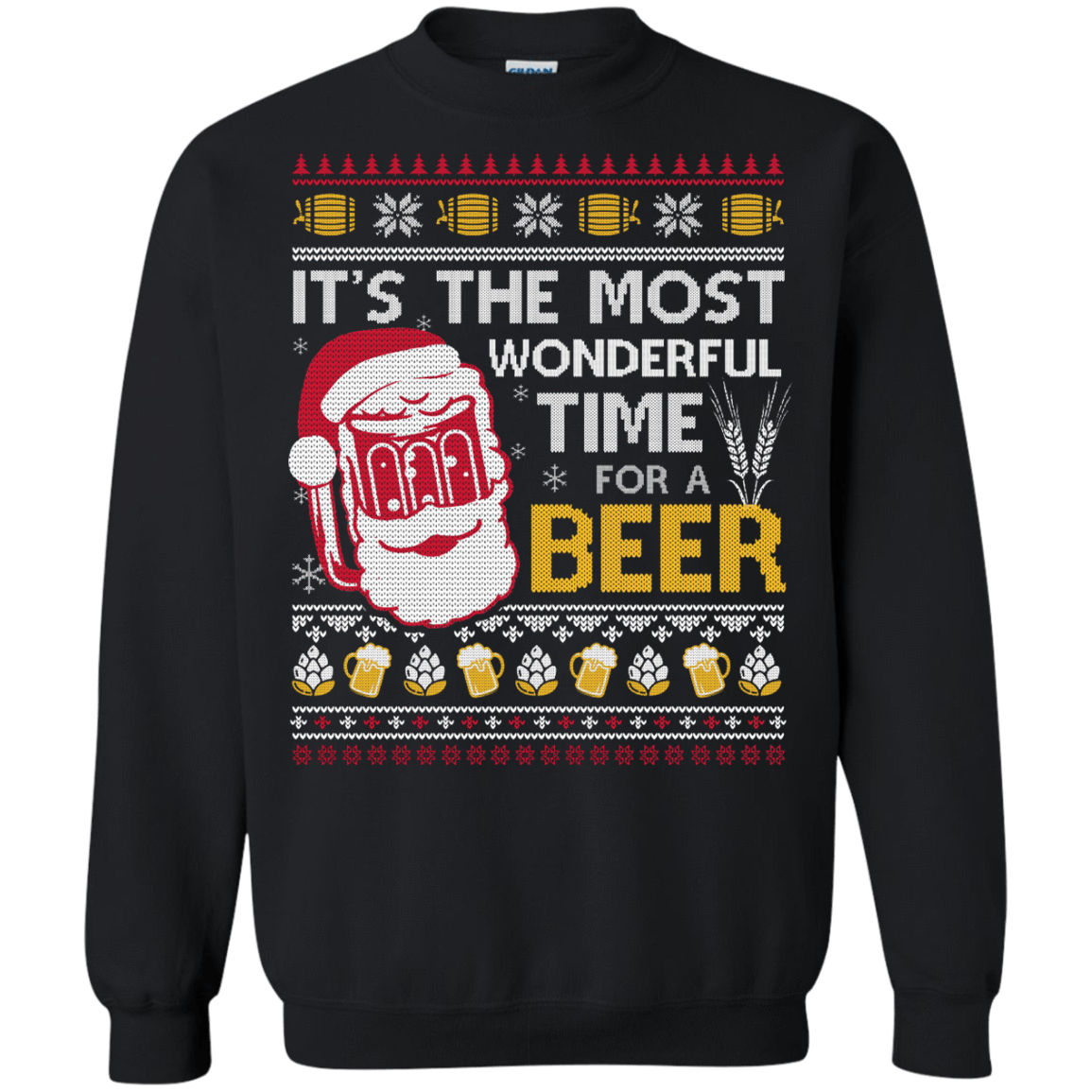 It's The Most Wonderful Time For A Beer Sweater-T-Shirt & Hoodie-Crewneck Sweatshirt-Black