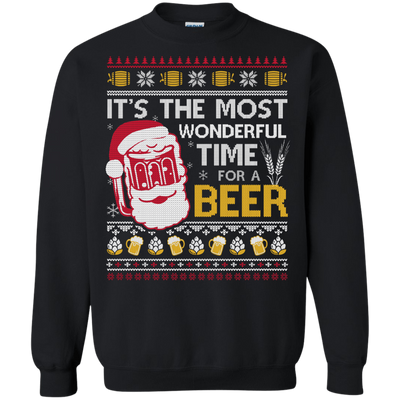 It's The Most Wonderful Time For A Beer Sweater-T-Shirt & Hoodie-Crewneck Sweatshirt-Black
