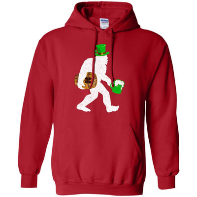 Shamrock Irish Drunk Bigfoot St Patrick's Day-T-Shirt & Hoodie-Pullover Hoodie-Red