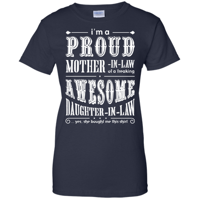 I'm A Proud Mother In Law Freaking Awesome Daughter In Law-T-Shirt & Hoodie-Women's T-Shirt-Navy