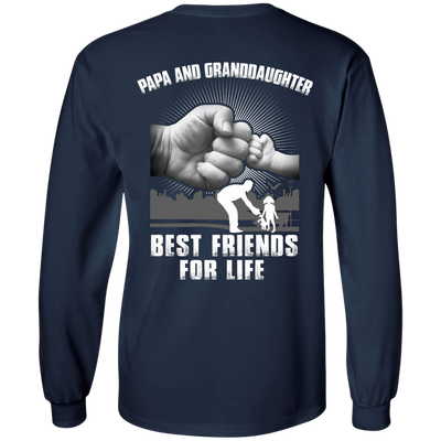 Papa And Granddaughter Best Friends For Life-T-Shirt & Hoodie-Long Sleeve T-Shirt-Navy