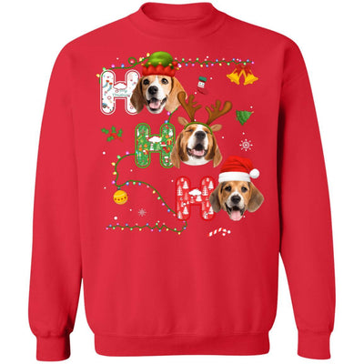 Christmas Ho Ho Ho Beagle Lover Funny Xmas Gift-T-Shirt & Sweatshirt-Crewneck Sweatshirt-Red
