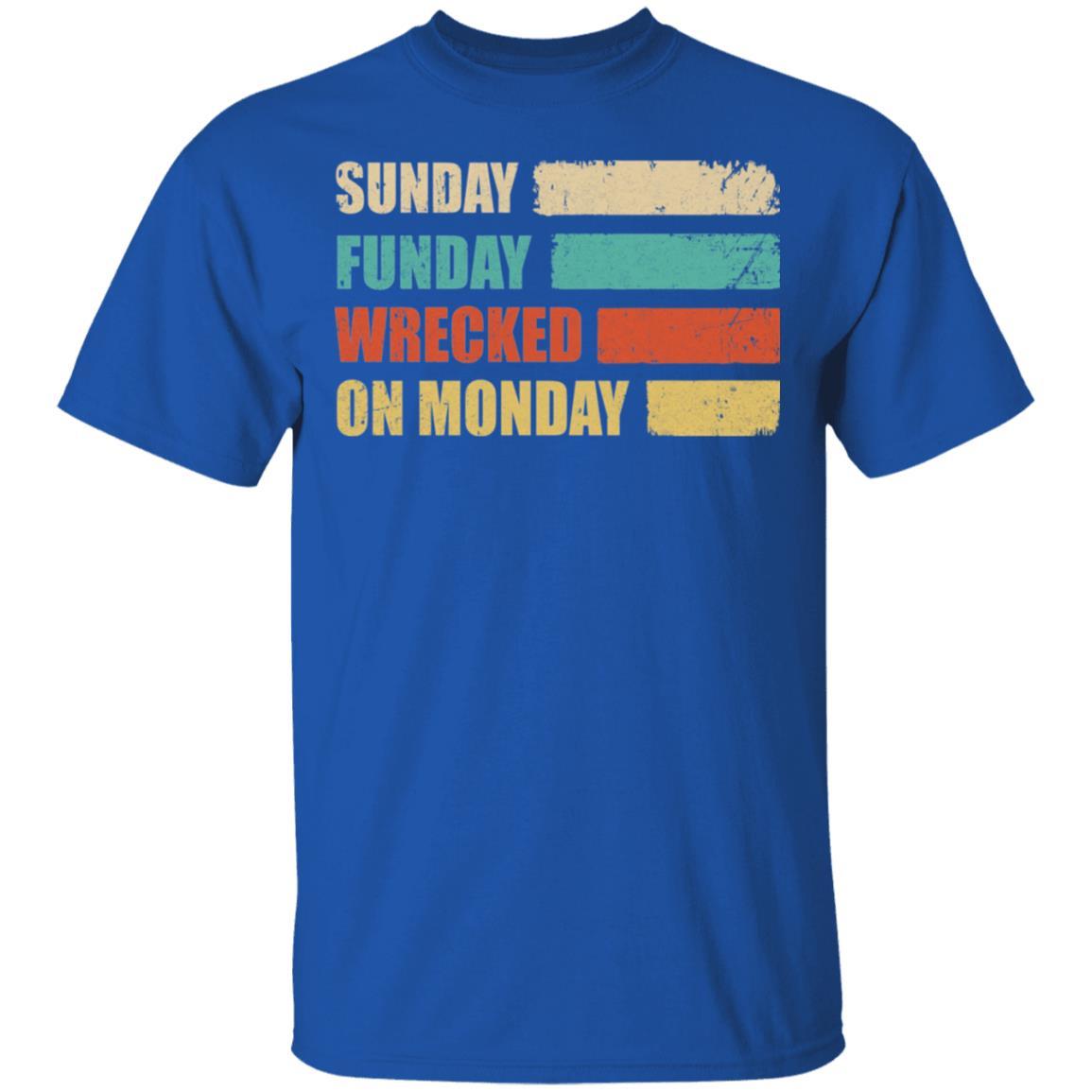 Vintage Sunday Funday Wrecked On Monday Funny Drink Beer-T-Shirt & Hoodie-Classic T-Shirt-Royal