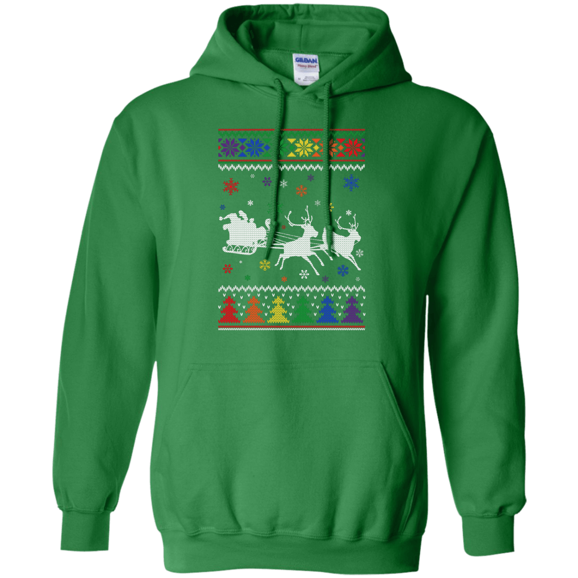 Rainbow Christmas Through The Snow Together-T-Shirt & Hoodie-Pullover Hoodie-Irish Green