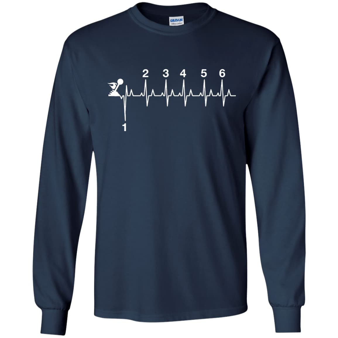 Heartbeat Gear Shifting-T-Shirt & Hoodie-Long Sleeve T-Shirt-Navy