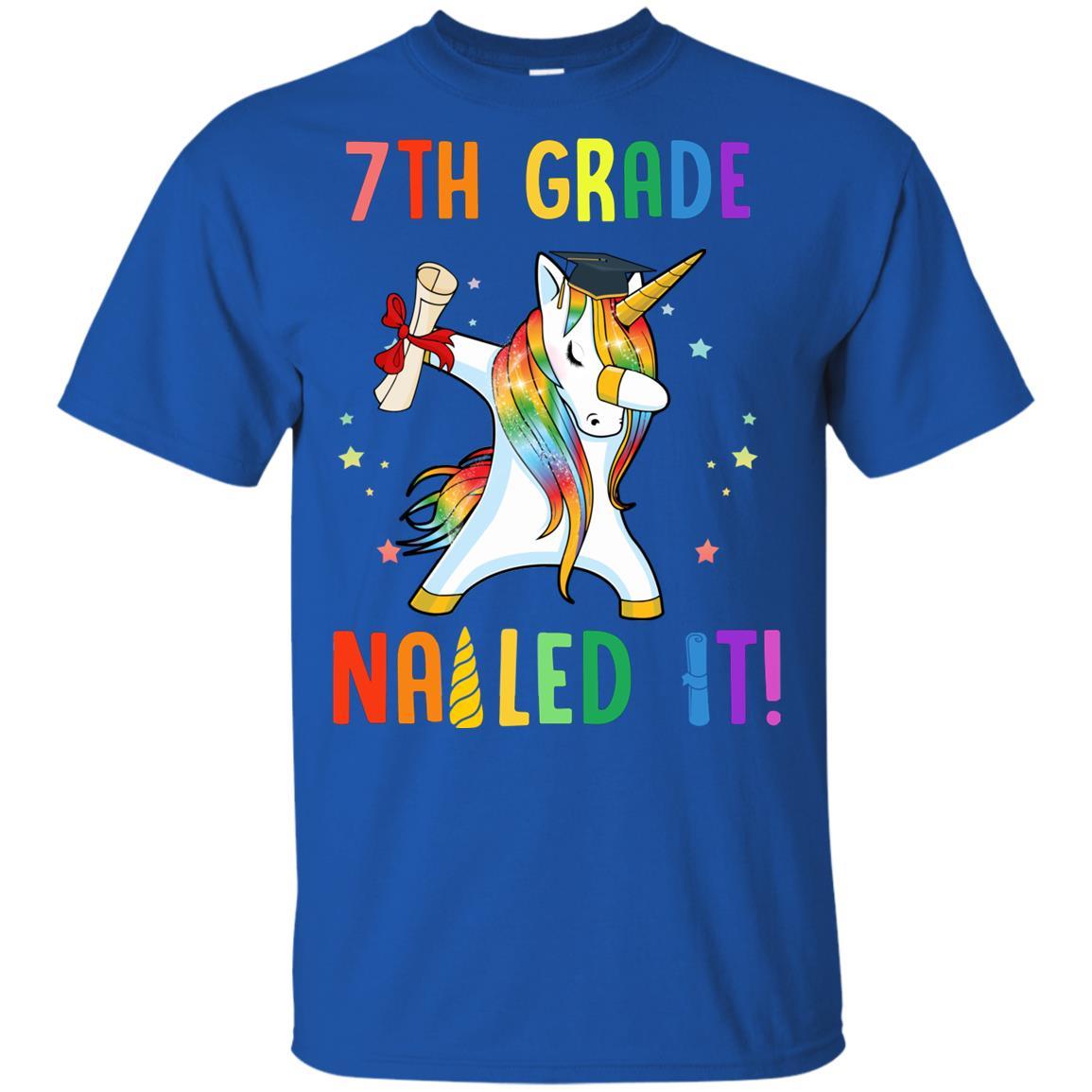 Dabbing 7th Grade Unicorn Nailed It Graduation Class Of 2021 Youth-Youth Shirt-Youth T-Shirt-Royal