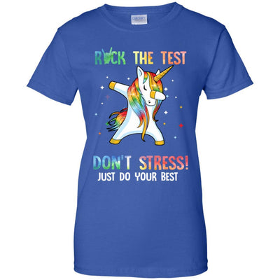 Rock The Test Funny School Unicorn Student Teacher-T-Shirt & Hoodie-Women's T-Shirt-Royal