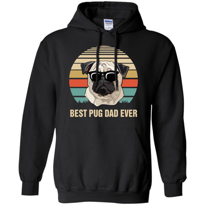 Vintage Pug Dad Gifts Best Pug Dad Ever-T-Shirt & Hoodie-Pullover Hoodie-Black