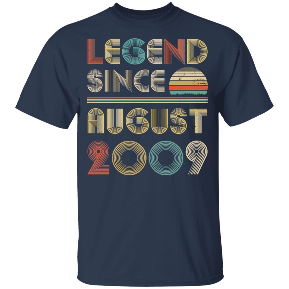 Legend Since August 2009 Vintage 12th Birthday Gifts Youth-Youth Shirt-Youth T-Shirt-Navy