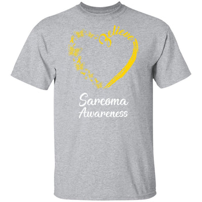 Butterfly Believe Sarcoma Awareness Ribbon Gifts-T-Shirt & Hoodie-Classic T-Shirt-Sport Grey