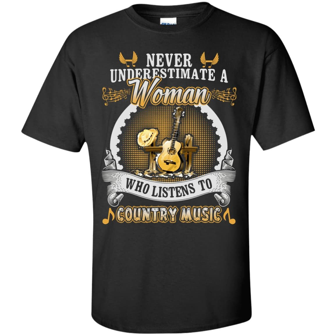 A Woman Listen To Country Music-T-Shirt & Hoodie-Classic T-Shirt-Black