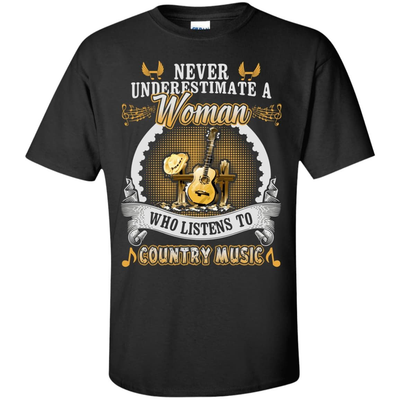 A Woman Listen To Country Music-T-Shirt & Hoodie-Classic T-Shirt-Black