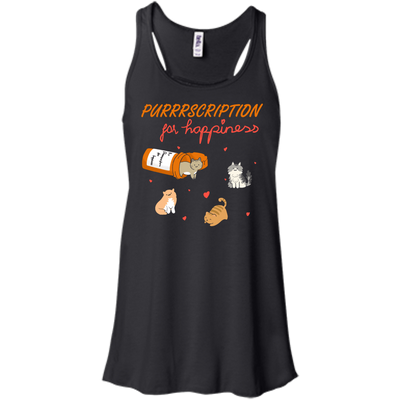 Purrrscription For Happiness-T-Shirt & Hoodie-Women's Flowy Racerback Tank-Black