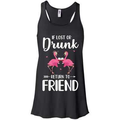 Flamingo If I Lost Or Drunk Please Return To Friend-T-Shirt & Tank Top-Women's Flowy Racerback Tank-Black