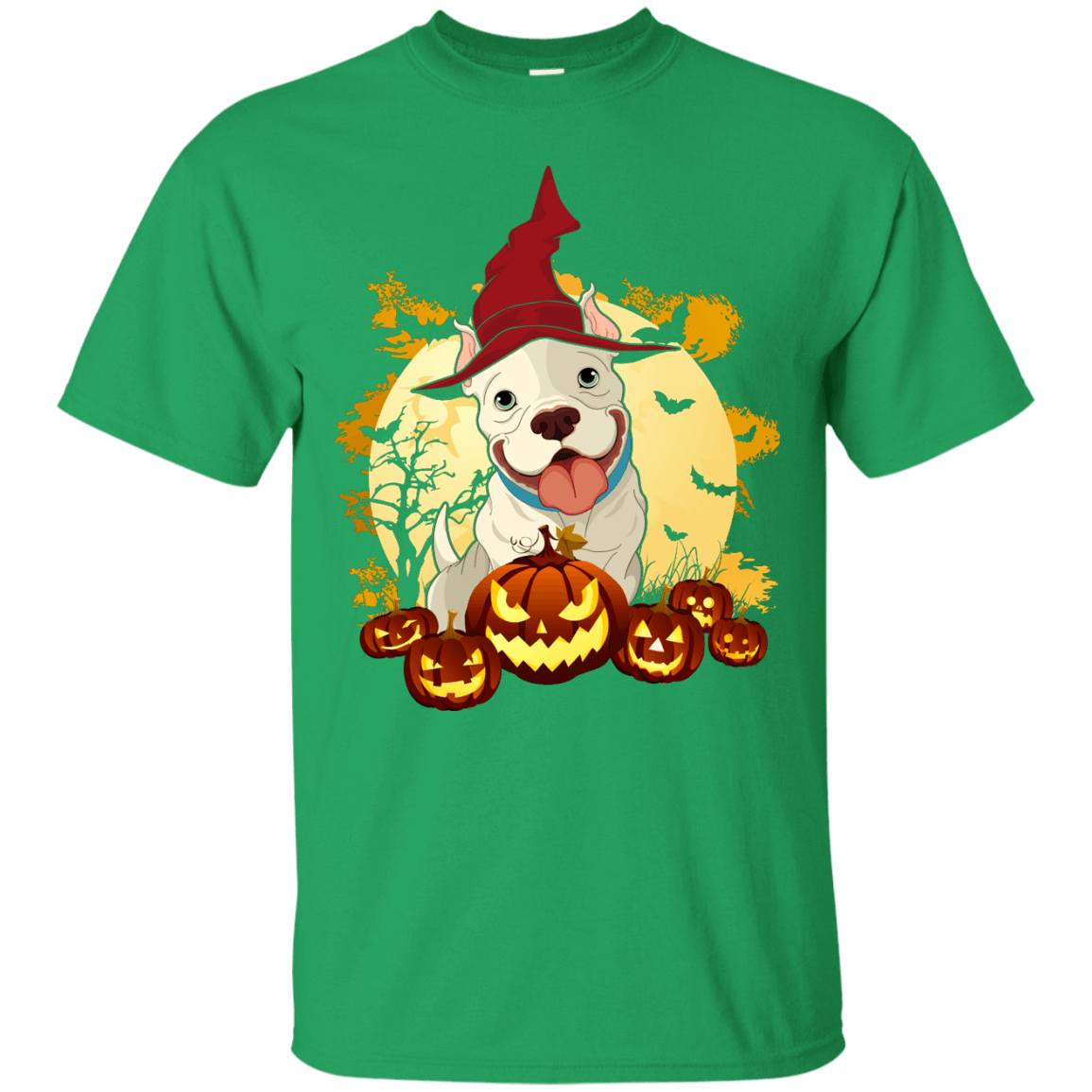 Pitbull Halloween Pumpkin-T-Shirt & Hoodie-Classic T-Shirt-Irish Green