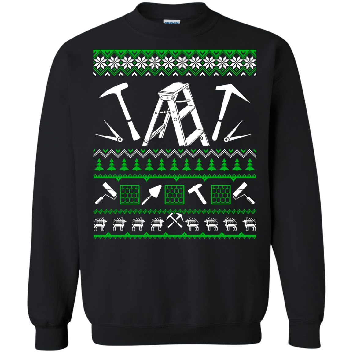 Roofer Christmas Sweater-T-Shirt & Hoodie-Crewneck Sweatshirt-Black