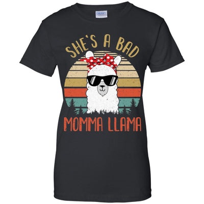Vintage Funny Shirt She's A Bad Momma Llama-T-Shirt & Hoodie-Women's T-Shirt-Black