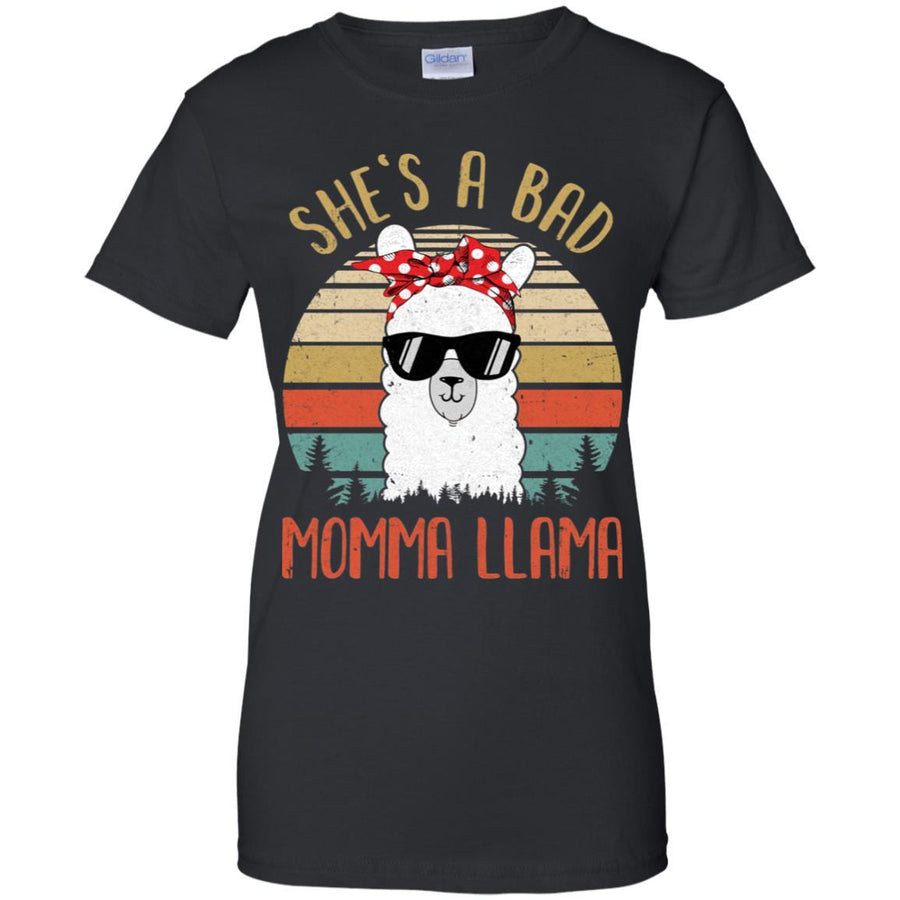 Vintage Funny Shirt She's A Bad Momma Llama-T-Shirt & Hoodie-Women's T-Shirt-Black