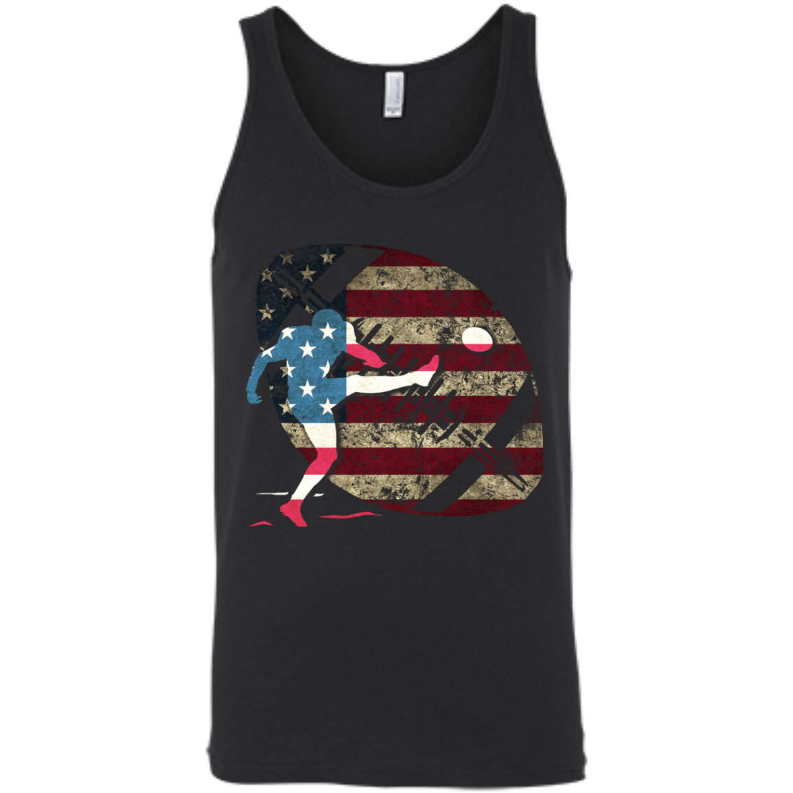 Kicker Football America Flag-T-Shirt & Hoodie-Unisex Tank-Black