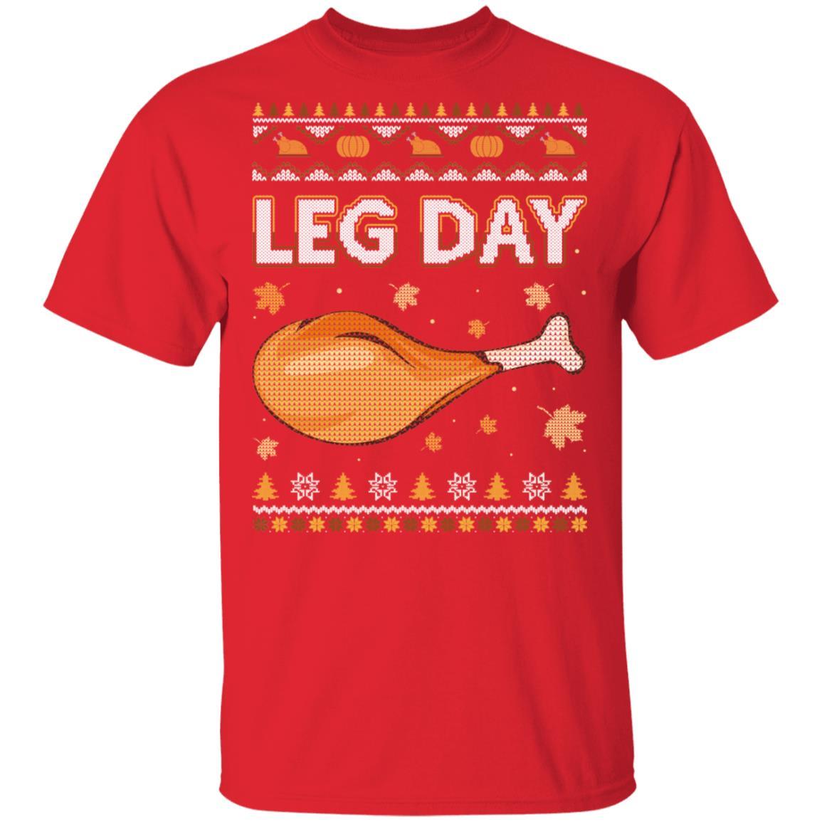 Leg Day Ugly Christmas Sweater Funny Thanksgiving-T-Shirt & Sweatshirt-Classic T-Shirt-Red