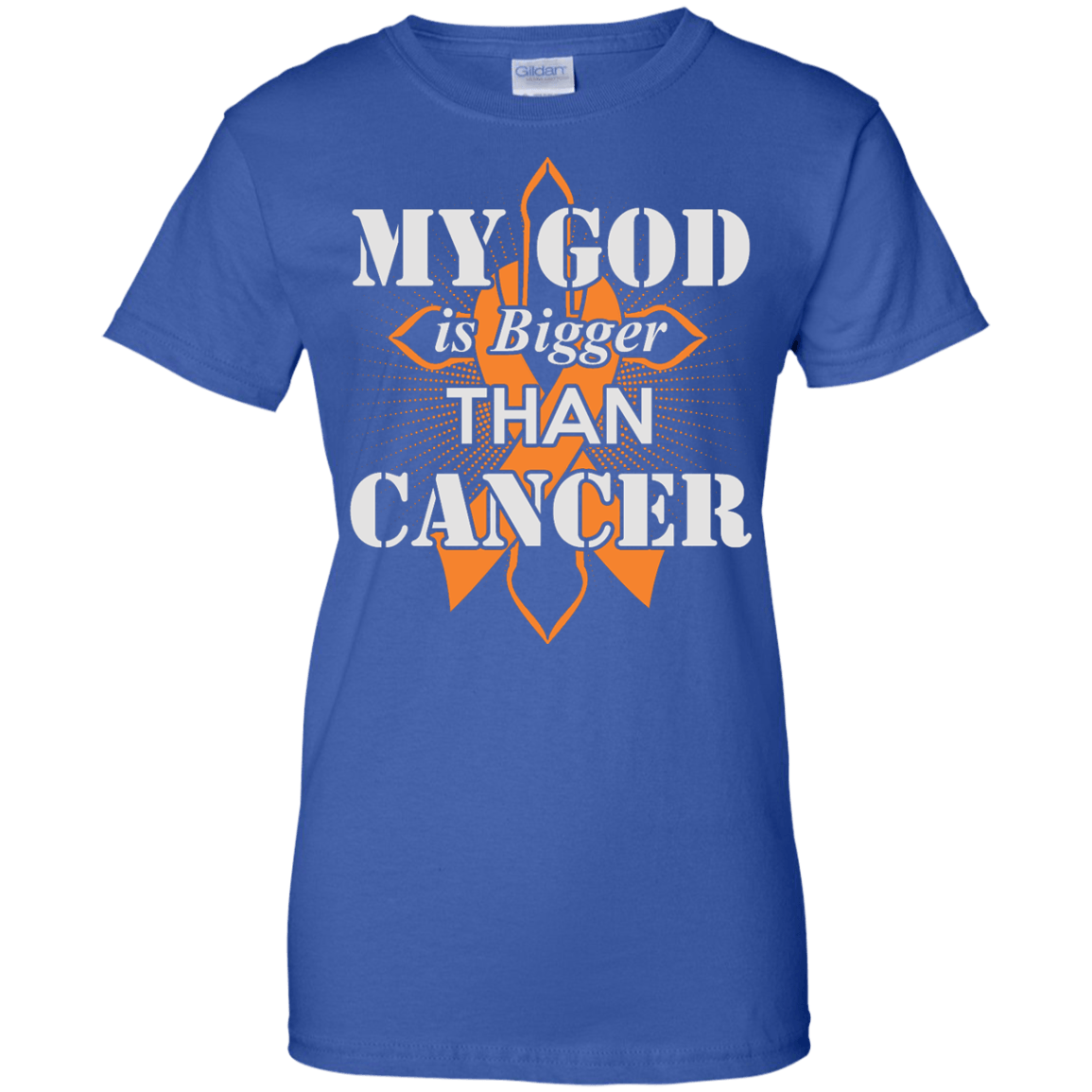 My God Is Bigger Than Cancer Orange Awareness Ribbon-T-Shirt & Hoodie-Women's T-Shirt-Royal