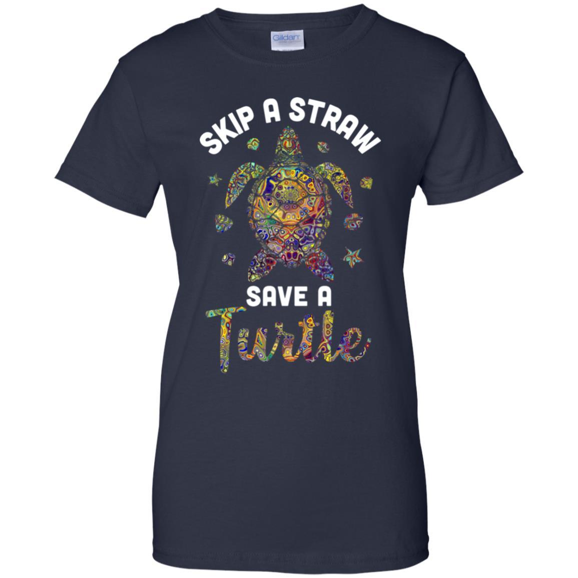 Hippie Skip A Straw Save A Turtle-T-Shirt & Tank Top-Women's T-Shirt-Navy