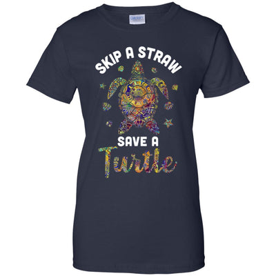 Hippie Skip A Straw Save A Turtle-T-Shirt & Tank Top-Women's T-Shirt-Navy