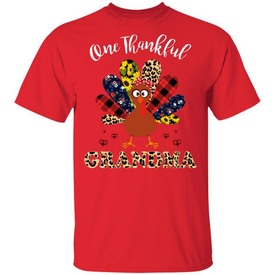 One Thankful Grandma Leopard Turkey Thanksgiving Gift-T-Shirt & Sweatshirt-Classic T-Shirt-Red