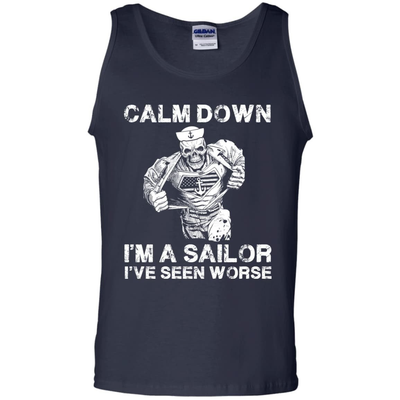 CALM DOWN - IM A SAILOR-T-Shirt & Hoodie-Unisex Tank-Navy