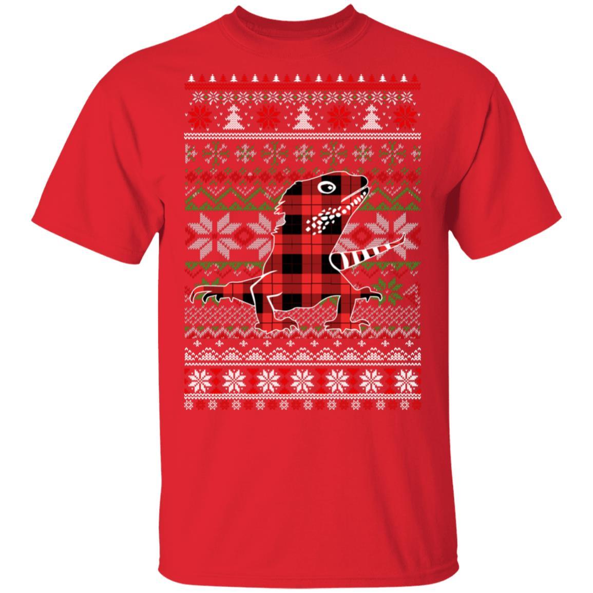 Bearded Dragon Red Plaid Ugly Christmas Sweater Funny Gifts-T-Shirt & Sweatshirt-Classic T-Shirt-Red
