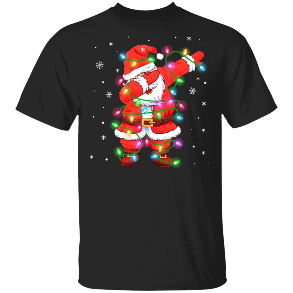Dabbing Santa Shirt For Boys Girls Christmas Tree Lights