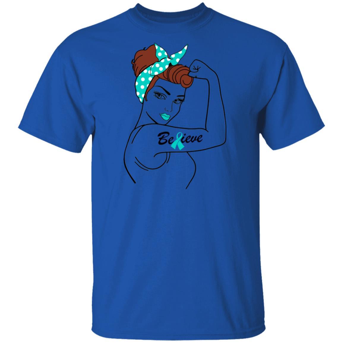 Support Ovarian Cancer Awareness Warrior Believe-T-Shirt & Hoodie-Classic T-Shirt-Royal