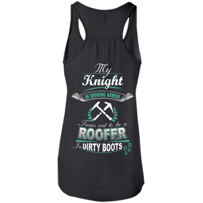 Turns out to be a ROOFER In Dirty Boots-T-Shirt & Hoodie-Women's Flowy Racerback Tank-Black