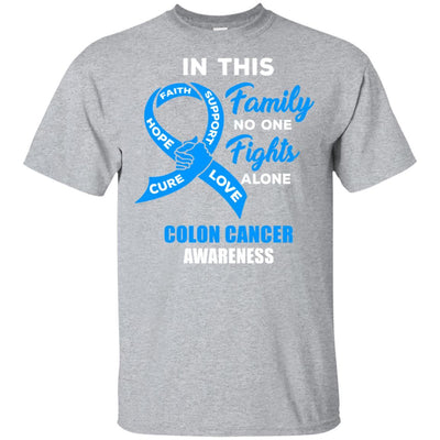 In This Family No One Fights Alone Colon Cancer-T-Shirt & Hoodie-Classic T-Shirt-Sport Grey