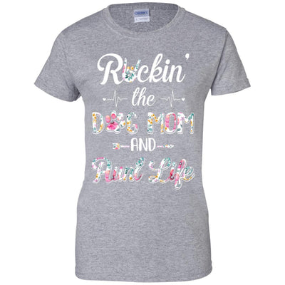 Rockin The Dog Mom Aunt Life Mothers Day Dog Lovers-T-Shirt & Tank Top-Women's T-Shirt-Sport Grey