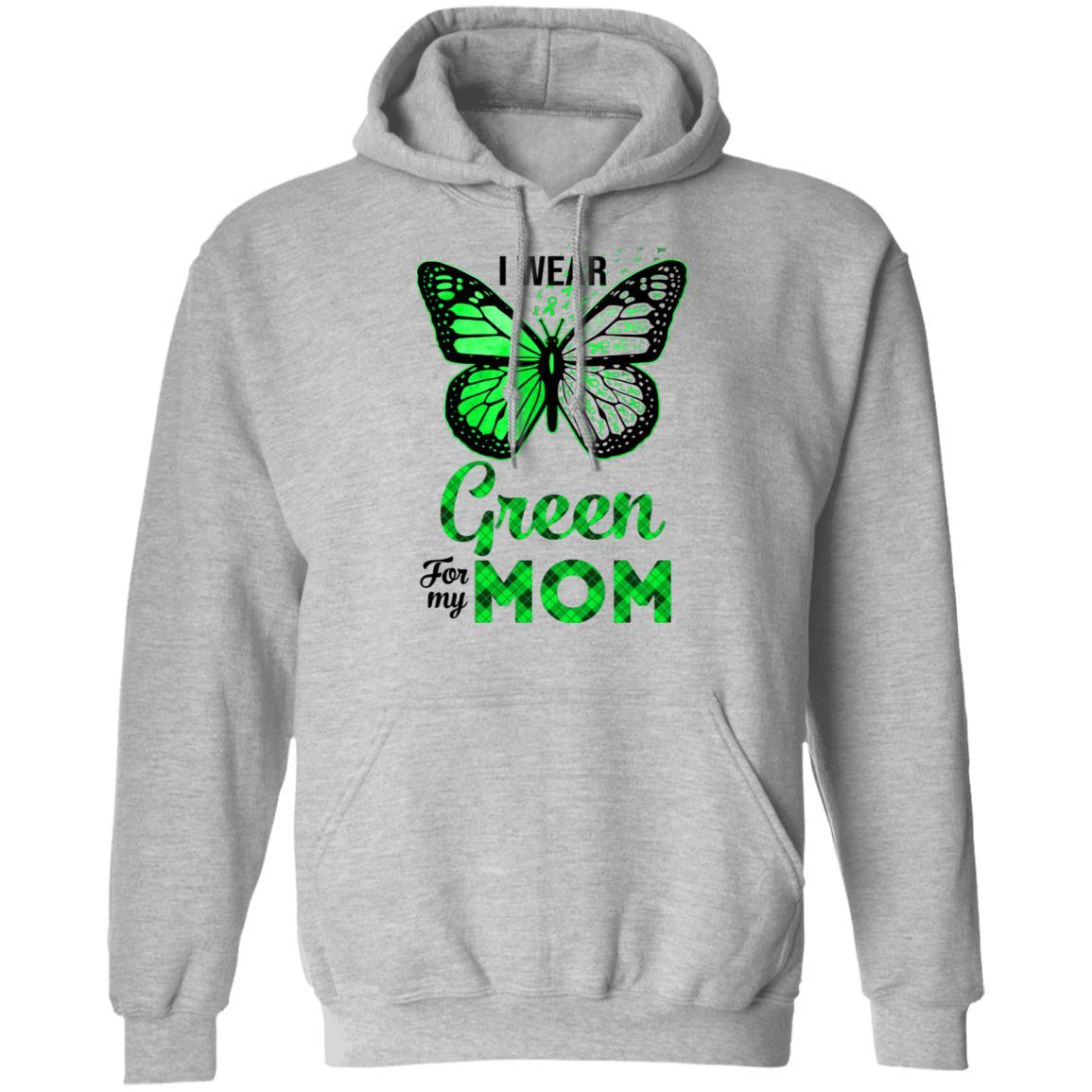 I Wear Green For My Mom Butterfly Kidney Disease Awareness-T-Shirt & Hoodie-Pullover Hoodie-Sport Grey